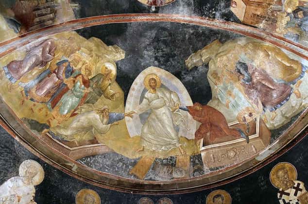 Chora Fresco of The Anastasis (Resurrection), Christ Triumphant Over Death with Adam and Eve