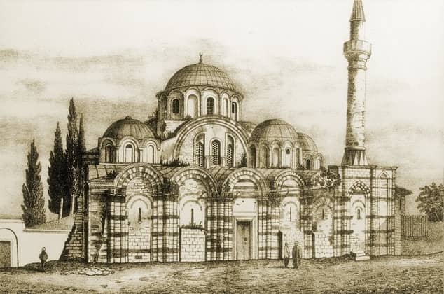 Front Facade of Chora/Kariye Mosque Drawing Sketch Dated 1877