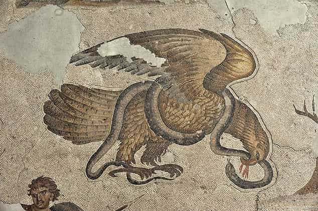 İstanbul Mosaic Museum Fight Scene Mosaic Between Eagle And Snake